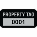 Lustre-Cal Property ID Label PROPERTY TAG5 Alum Black 1.50in x 0.75in  Serialized 0001-0100, 100PK 253769Ma1K0001